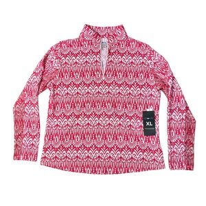 IBKUL NWT Top Women's XL Barbara Golf Quarter Zip Mock Neck UPF 50+ Multi Color